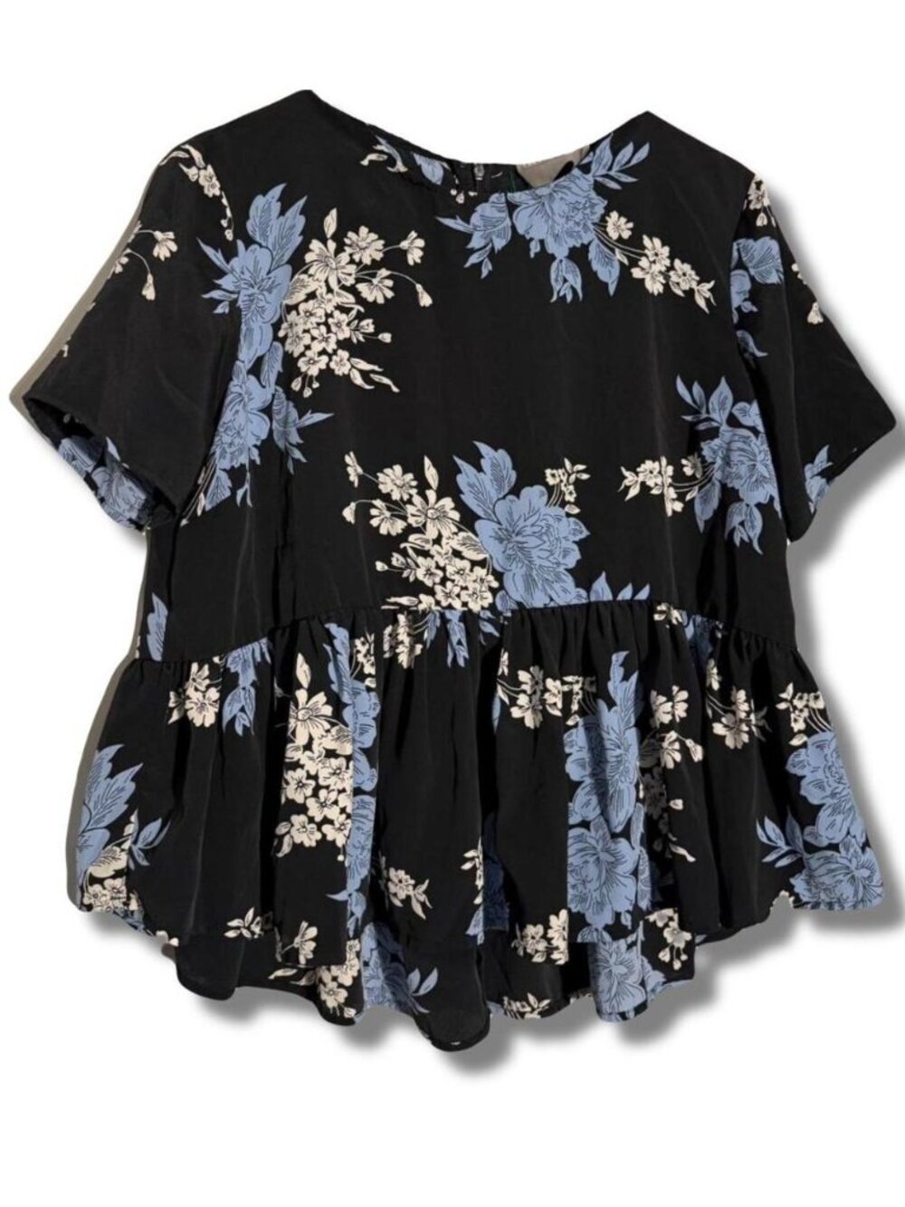 ASOS Black and Blue Floral Babydoll Blouse Size 6